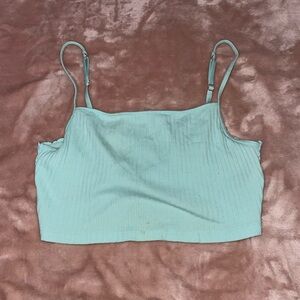 Sky Blue Ribbed Crop Top